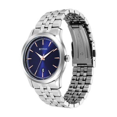 Titan Trendsetters Blue Dial Analog Stainless Steel Strap watch for Men