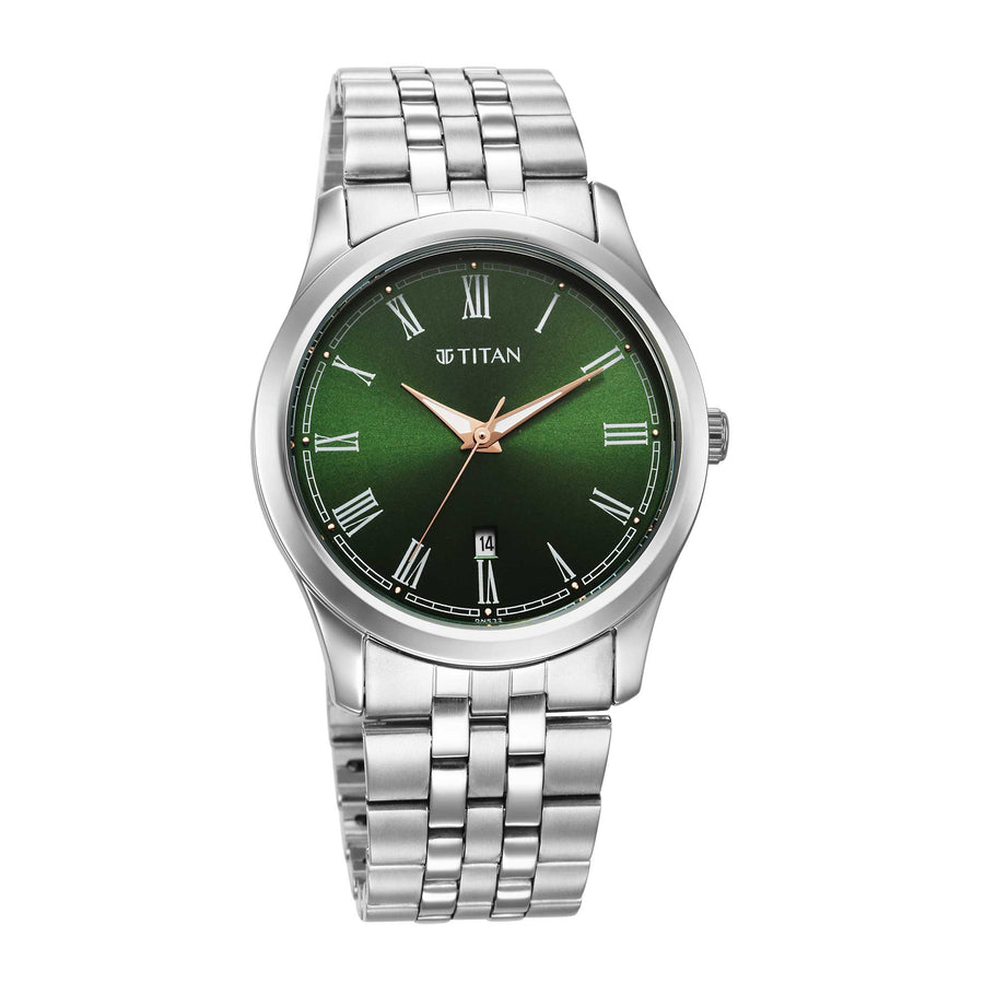 Titan Urban Green Dial Analog Metal Strap Watch for Men