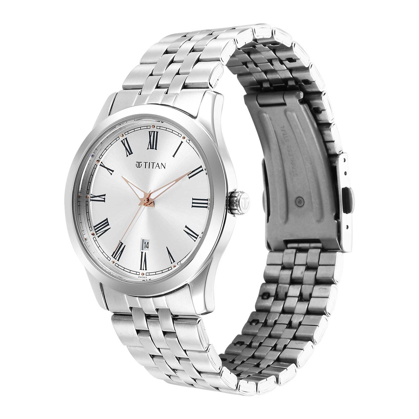 Titan Urban Analog Silver White Dial Metal Strap Watch for Men