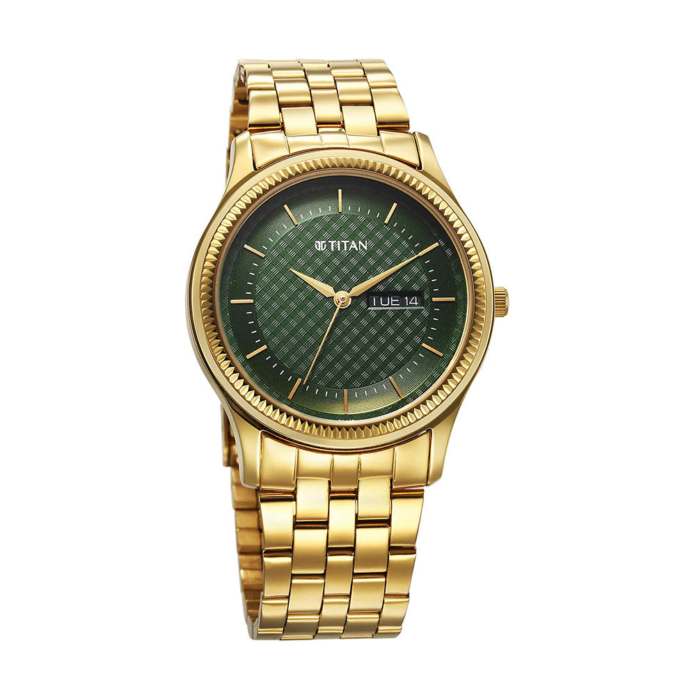 Titan Karishma Green Dial Stainless Steel Strap Watch for Men