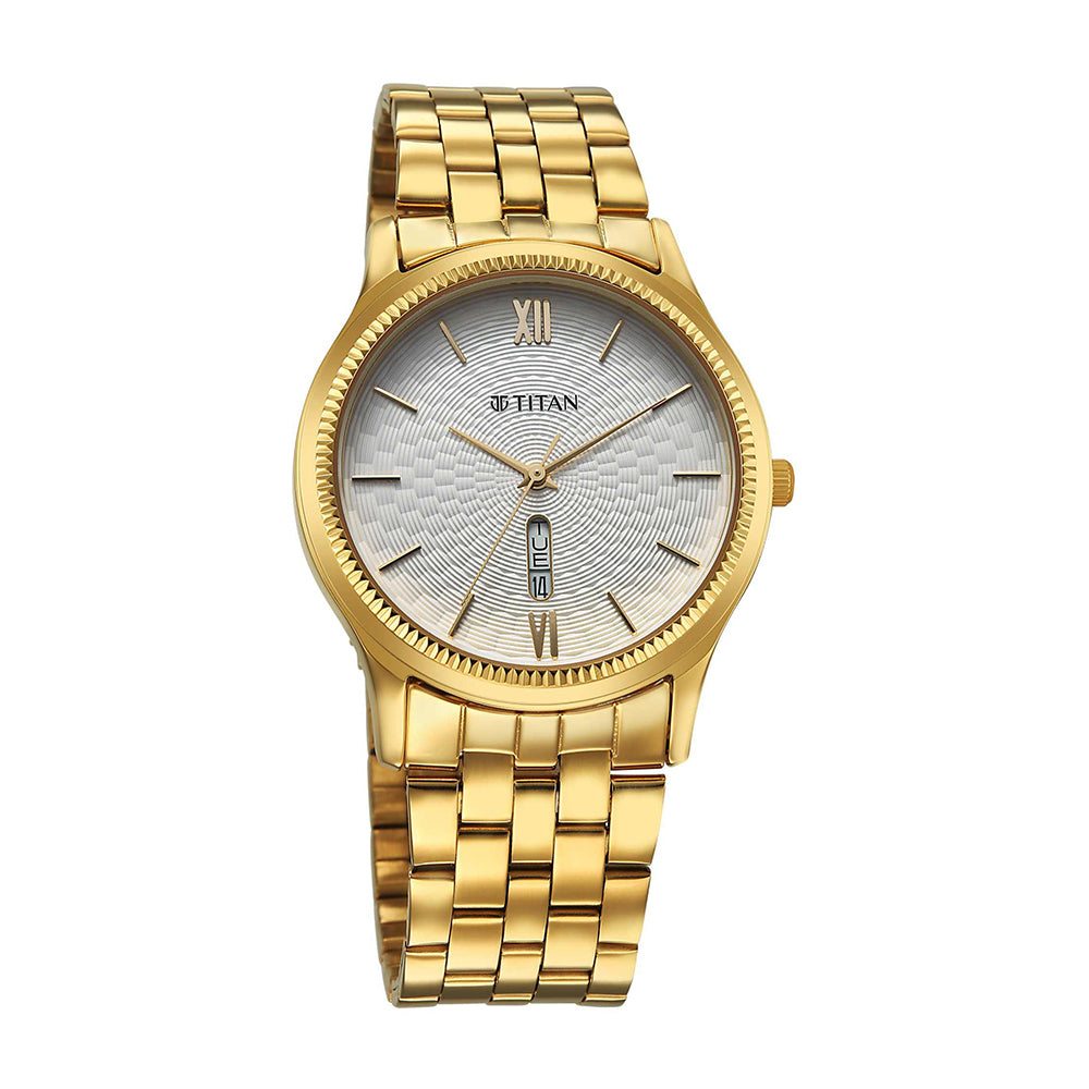Titan Quartz White Dial Stainless Steel Strap Watch for Men