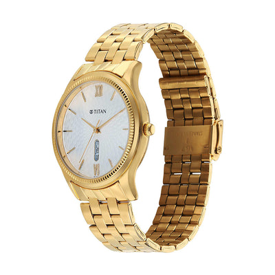 Jam Tangan Tali Keluli Tahan Karat Dail Putih Titan Quartz untuk Lelaki