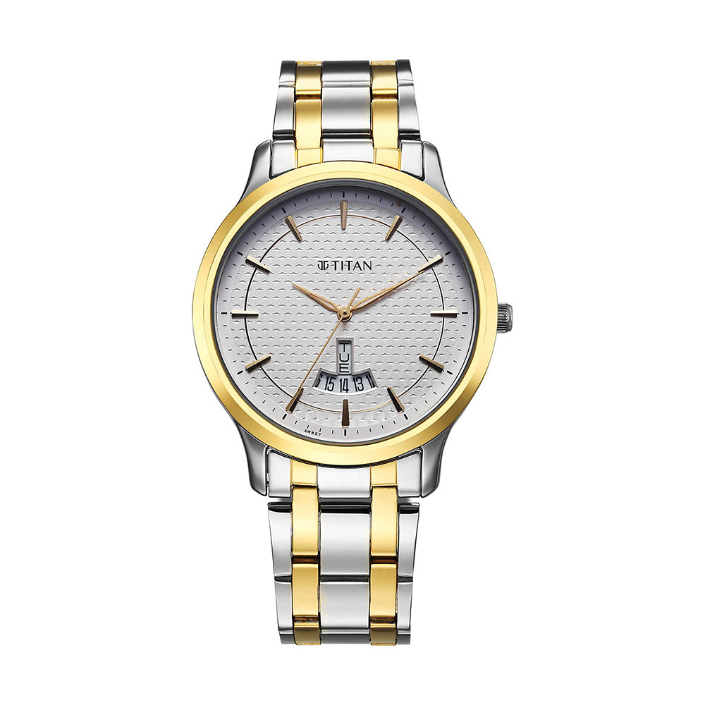 Titan White Dial Metal Strap Watch for Men