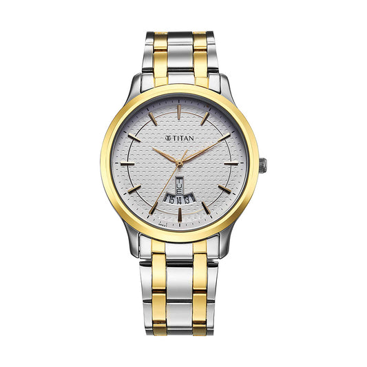 Titan White Dial Metal Strap Watch for Men