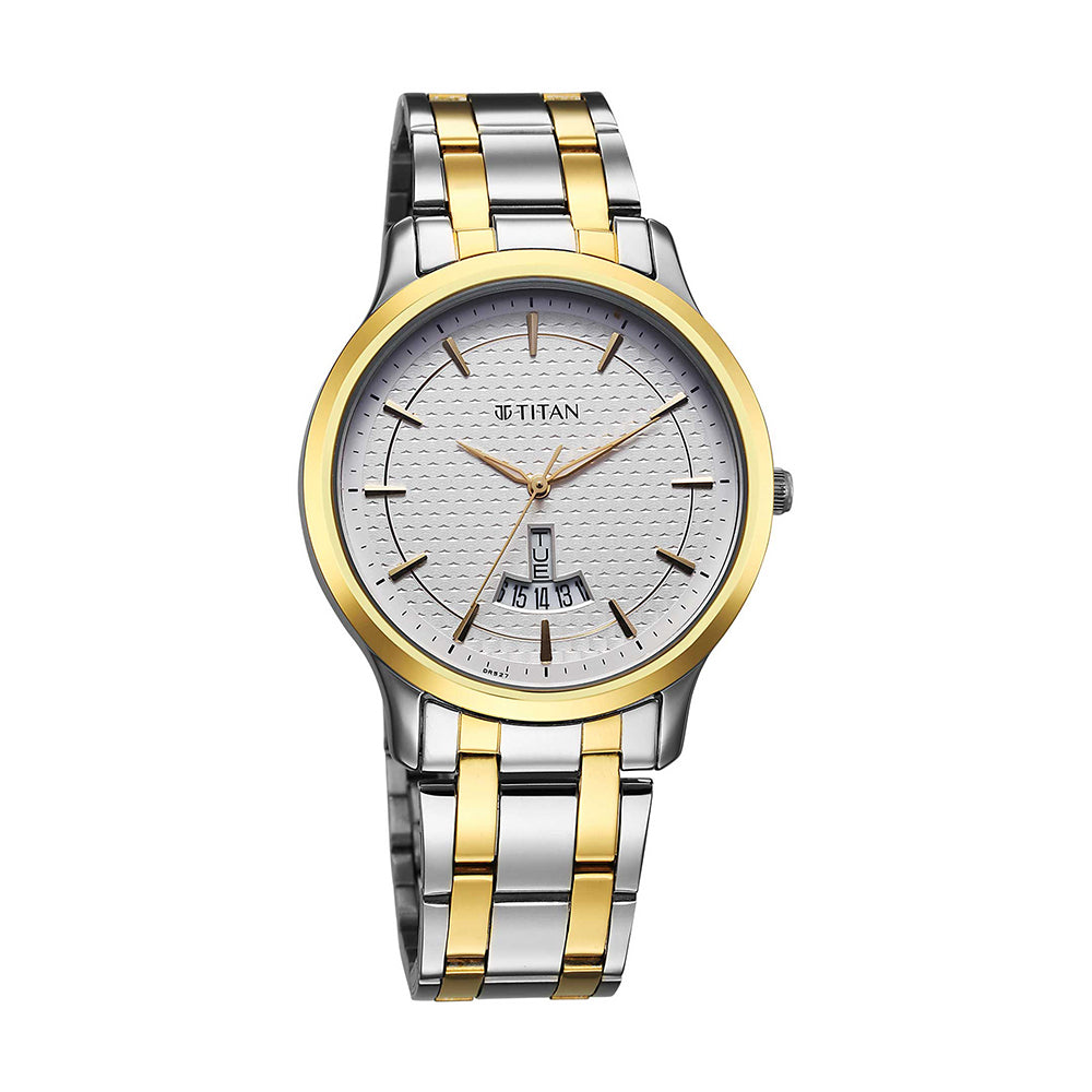 Titan White Dial Metal Strap Watch for Men
