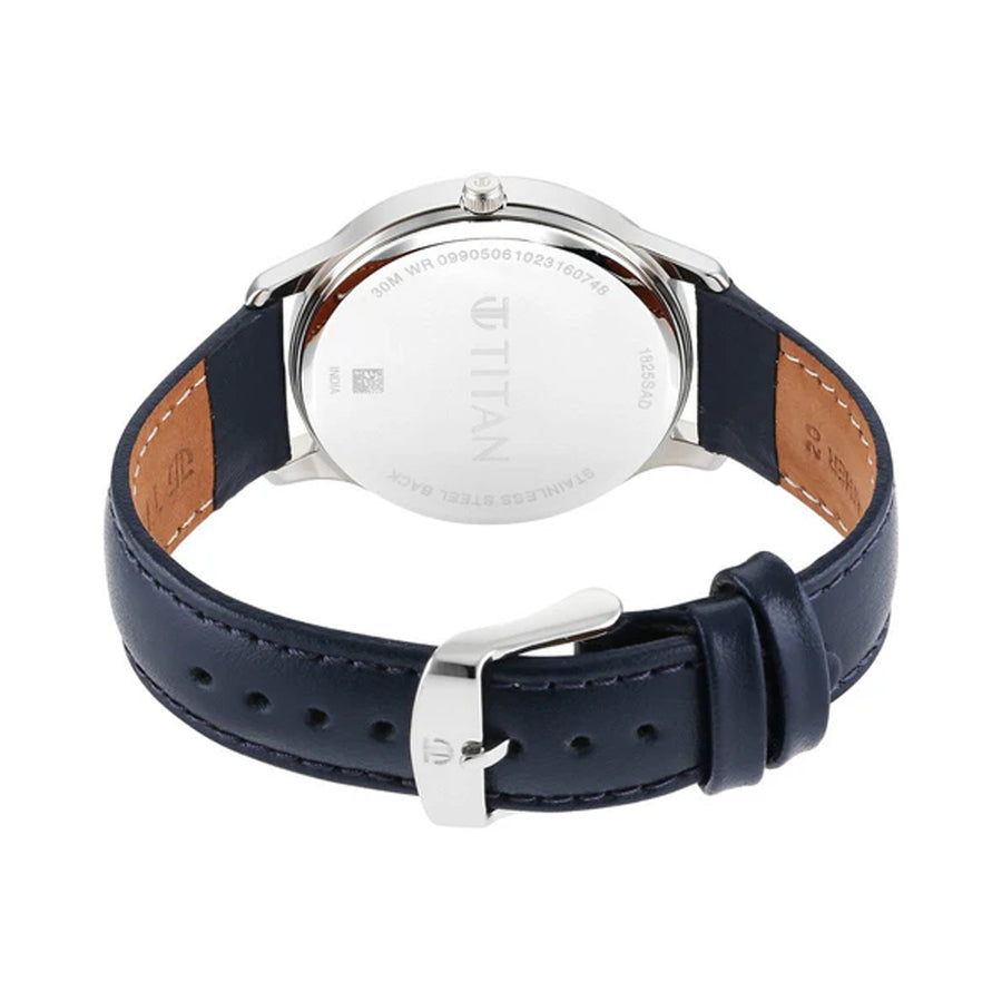 Jam Tangan Tali Kulit Dail Biru Yin & Yang Titan untuk Lelaki
