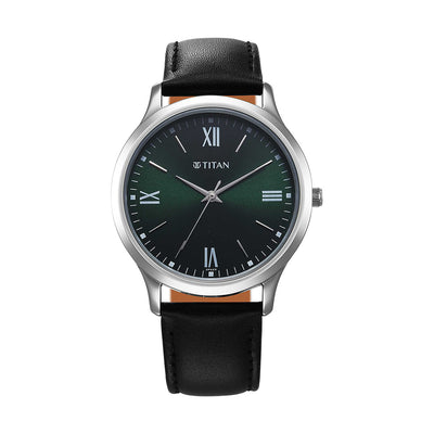 Titan Karishma Quartz Analog Green Dial Leather Strap Watch for Men