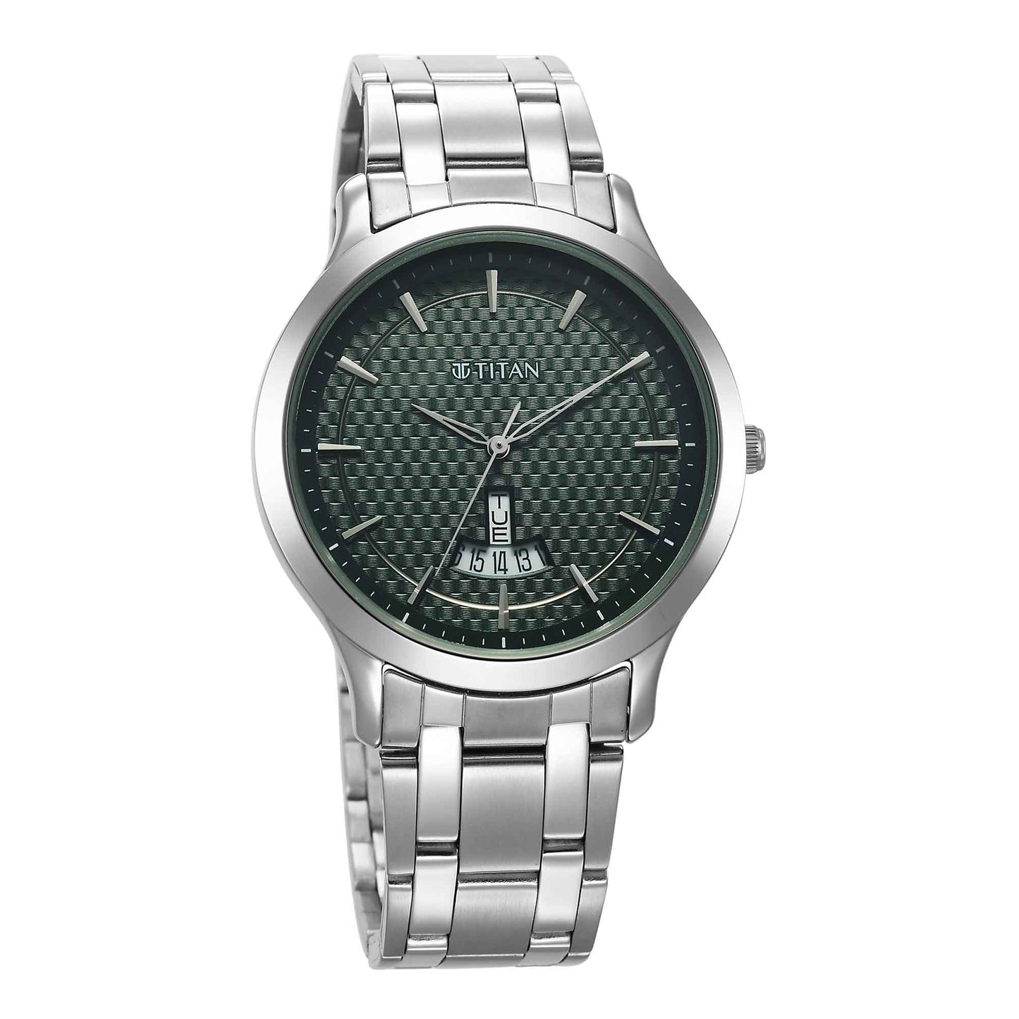 Titan Karishma Quartz Analog Green Dial Stainless Steel Strap Watch for Men