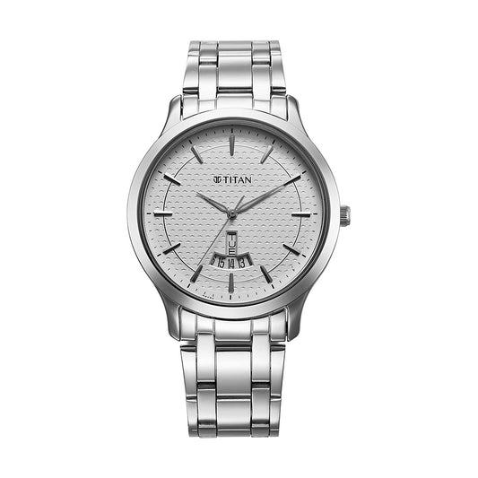 Titan Karishma White Dial Stainless Steel Watch for Men