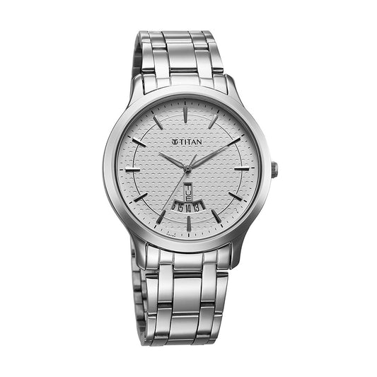 Titan Karishma White Dial Stainless Steel Watch for Men