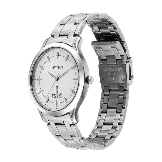 Titan Karishma White Dial Stainless Steel Watch for Men