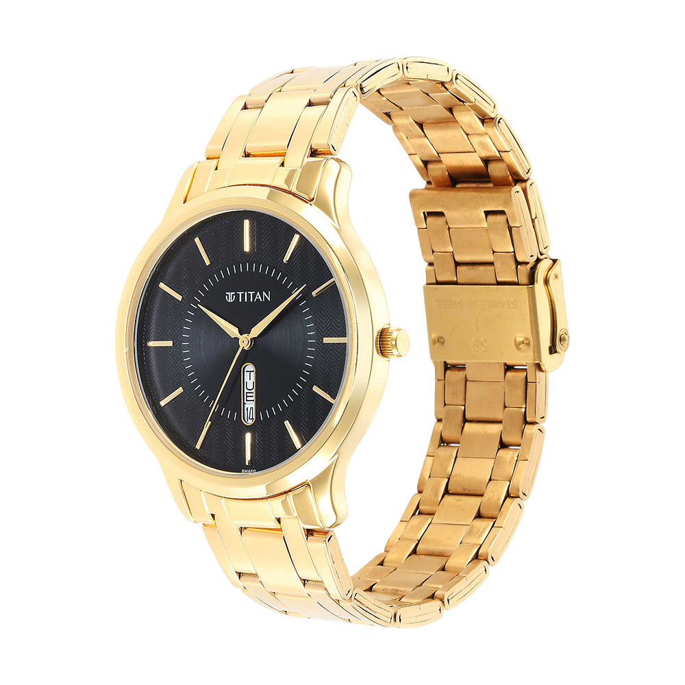 Titan Karishma Black Dial Stainless Steel Strap Watch for Men