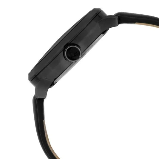 Titan Grandmaster Black Dial Quartz Analog Leather Strap Watch for Men (1828QL03)