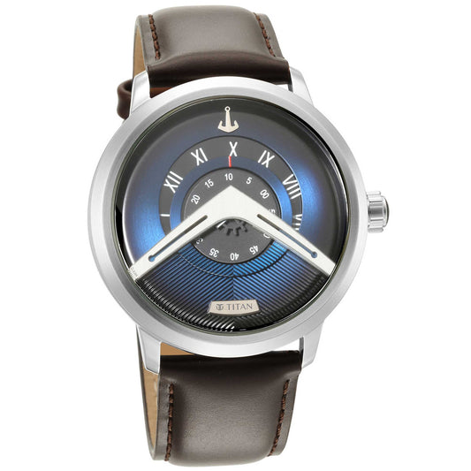 Maritime Watch with Blue Dial & Leather Strap-1828SL01