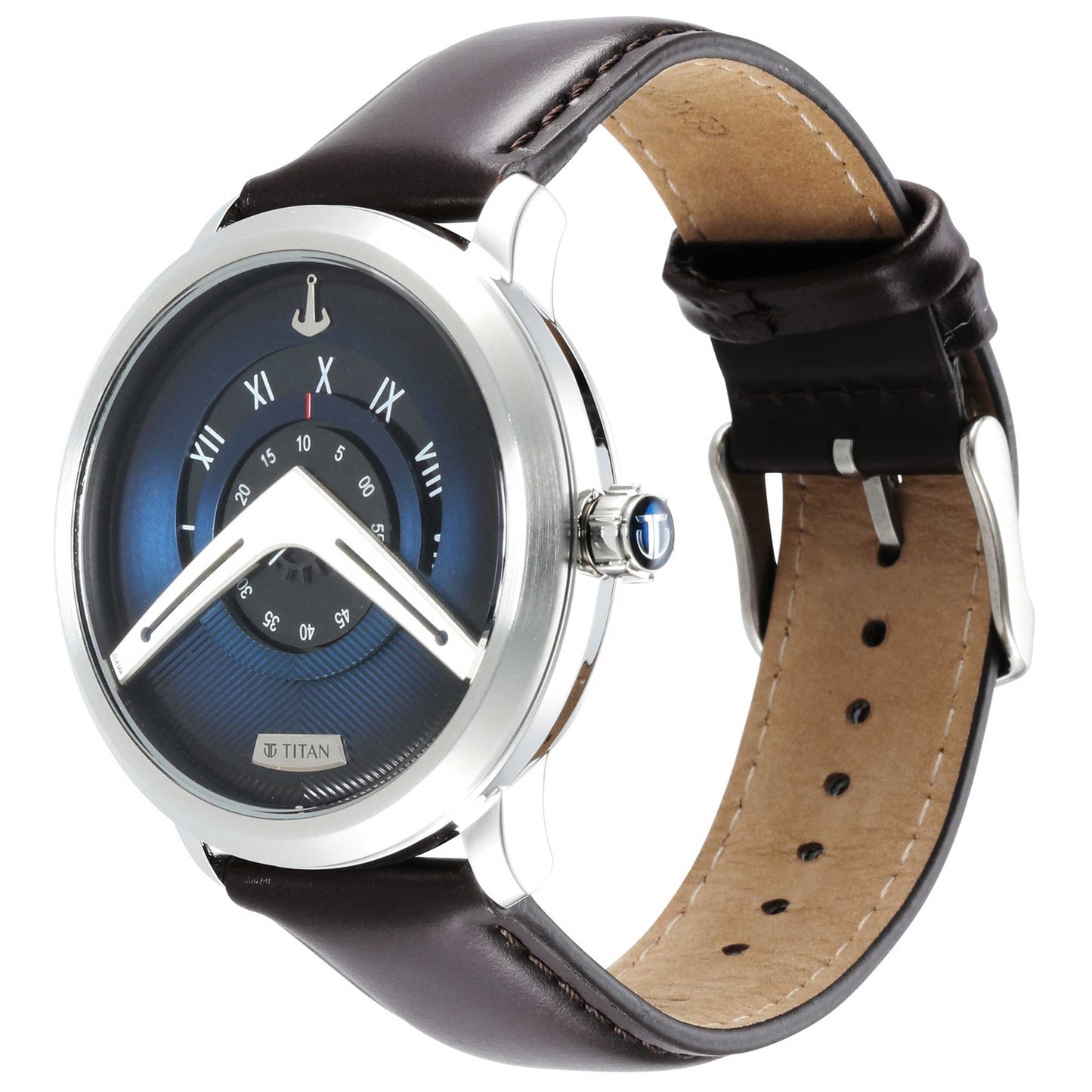 Maritime Watch with Blue Dial & Leather Strap-1828SL01