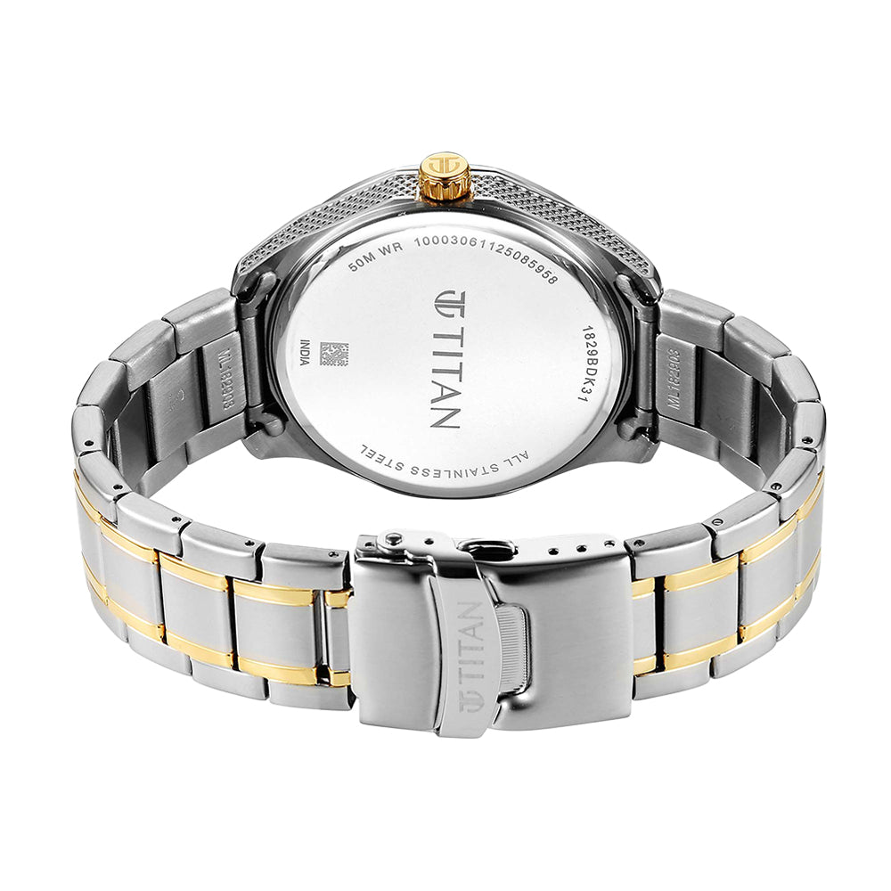 Titan Noor Collection Green Dial Stainless Steel Strap Watch for Men