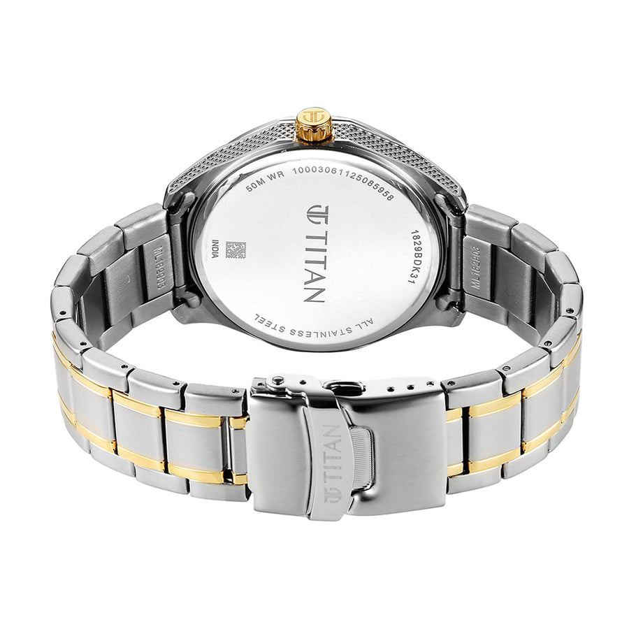 Titan Noor Collection Green Dial Stainless Steel Strap Watch for Men