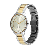 Jam Tangan Lelaki Tali Keluli Tahan Karat Dail Champagne Titan Edge Gleam