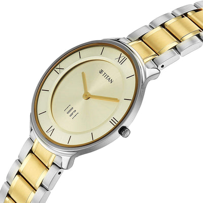 Jam Tangan Lelaki Tali Keluli Tahan Karat Dail Champagne Titan Edge Gleam