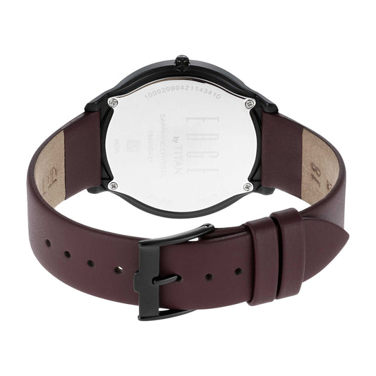 Titan Edge Baseline Black Dial Leather Strap Watch for Men