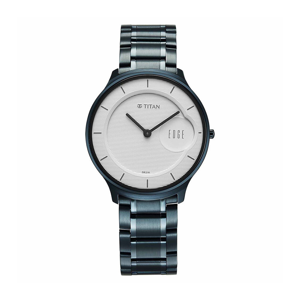 Titan Edge Murals White Dial Stainless Steel Strap Watch for Men