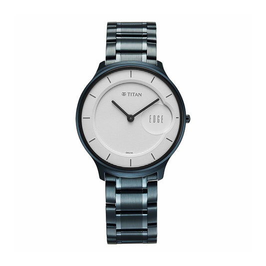 Titan Edge Murals White Dial Stainless Steel Strap Watch for Men