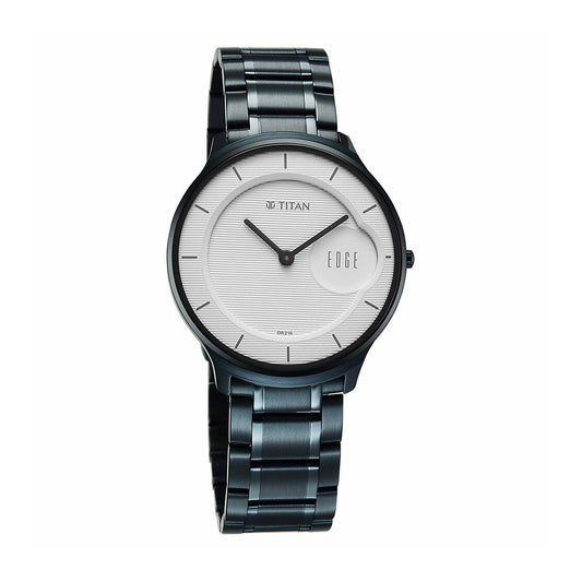 Titan Edge Murals White Dial Stainless Steel Strap Watch for Men