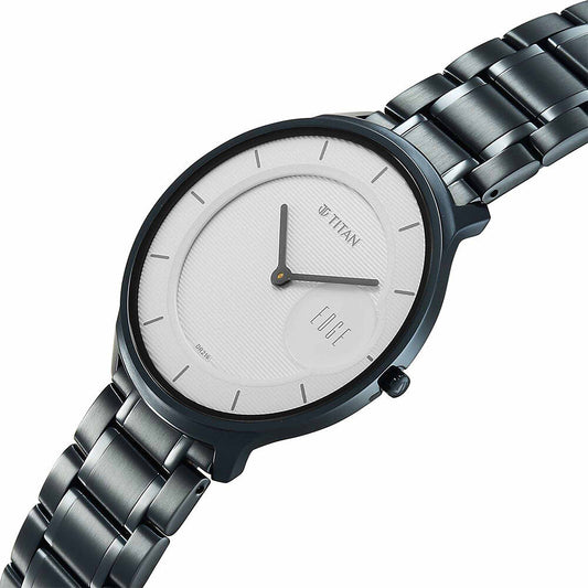 Titan Edge Murals White Dial Stainless Steel Strap Watch for Men
