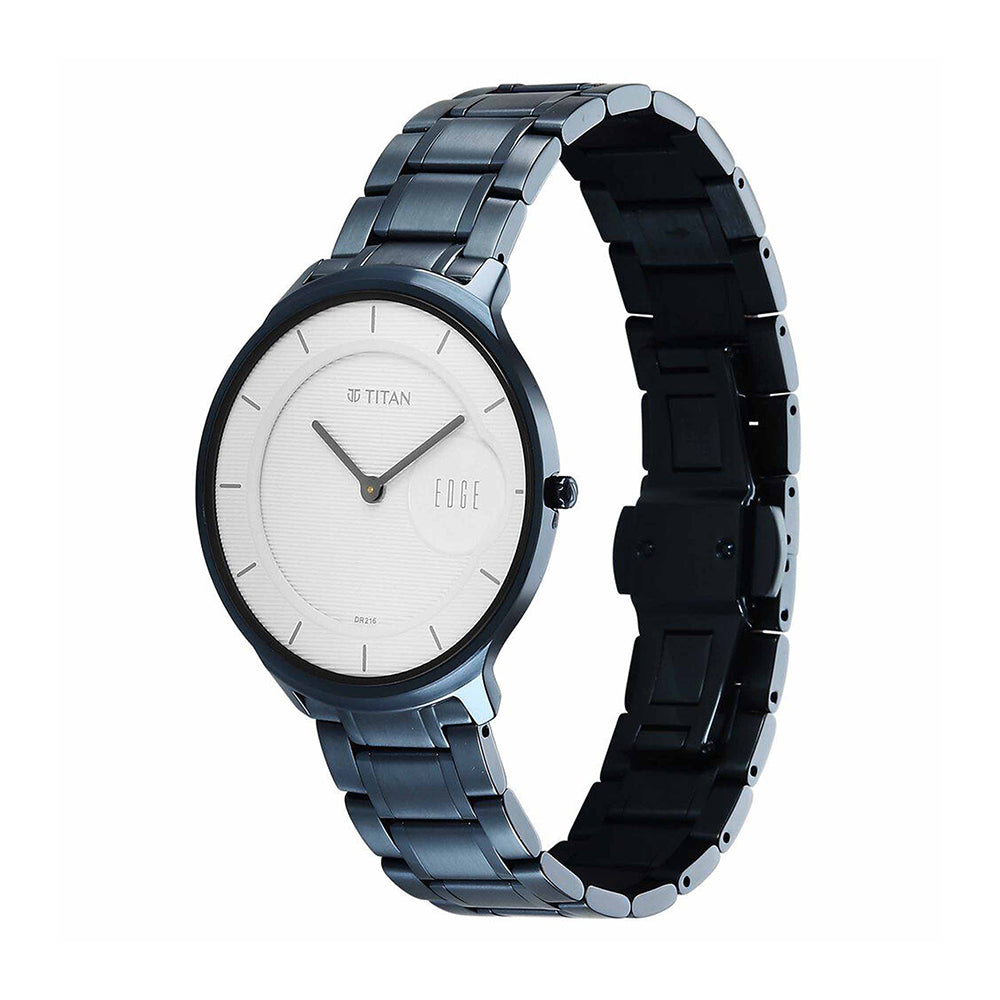 Titan Edge Murals White Dial Stainless Steel Strap Watch for Men