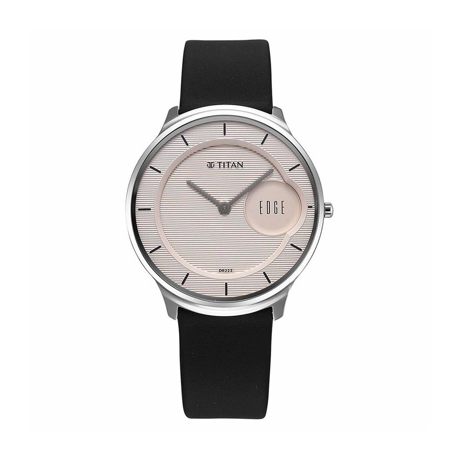Titan Edge Murals Pink Dial Leather Strap Watch for Men