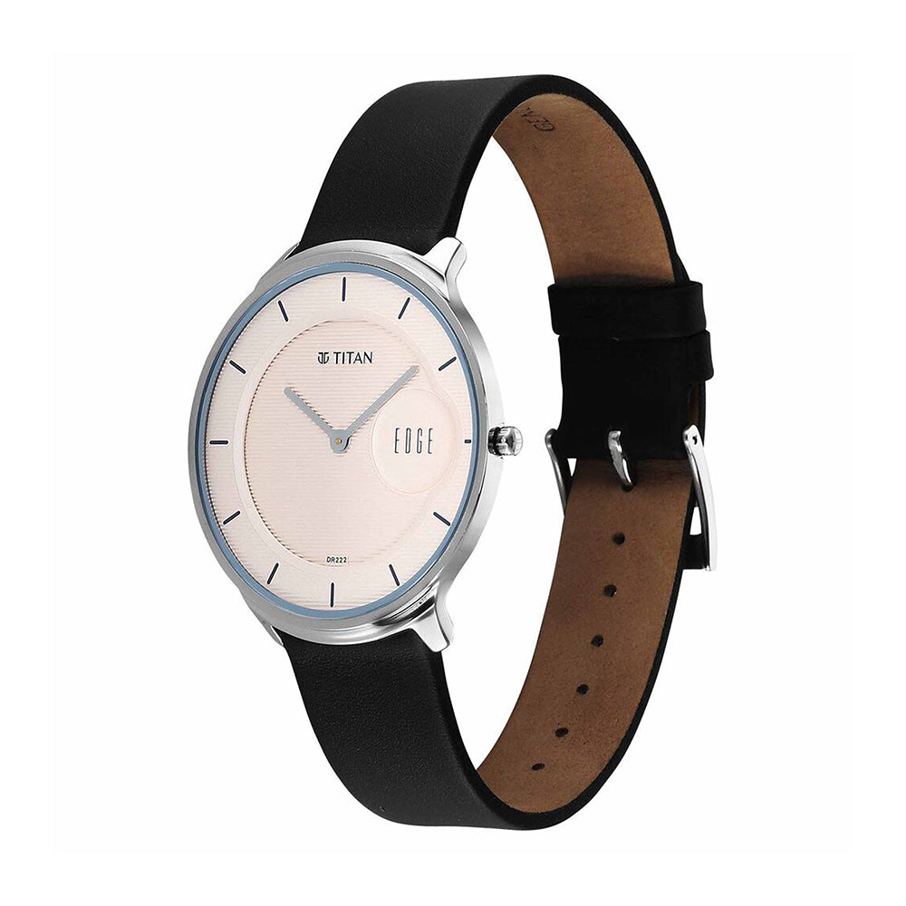 Titan Edge Murals Pink Dial Leather Strap Watch for Men