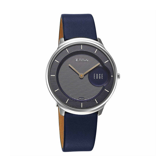 Titan Edge Murals Blue Dial Leather Strap Watch for Men