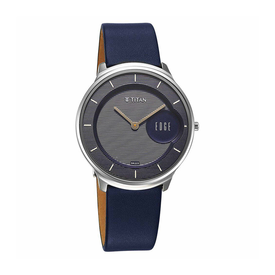 Titan Edge Murals Blue Dial Leather Strap Watch for Men