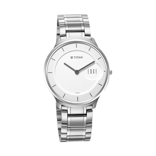 Titan Edge Metal Silver Dial Stainless Steel Strap Watch for Men