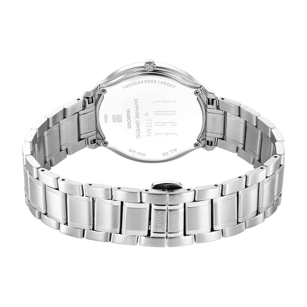 Jam Tangan Tali Keluli Tahan Karat Dail Perak Logam Titan Edge untuk Lelaki