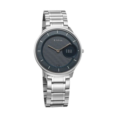 Jam Tangan Lelaki Tali Keluli Tahan Karat Dail Biru Titan Edge Murals