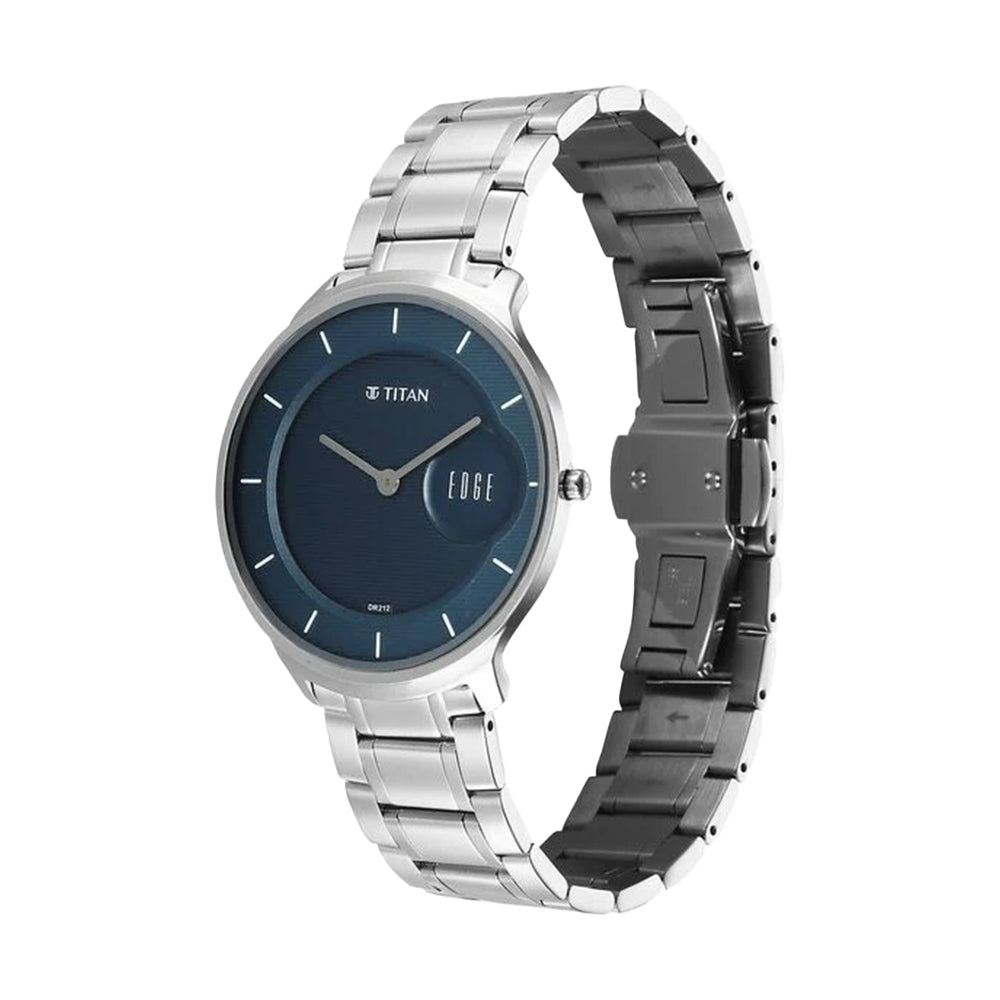 Titan Edge Murals Blue Dial Stainless Steel Strap Watch for Men