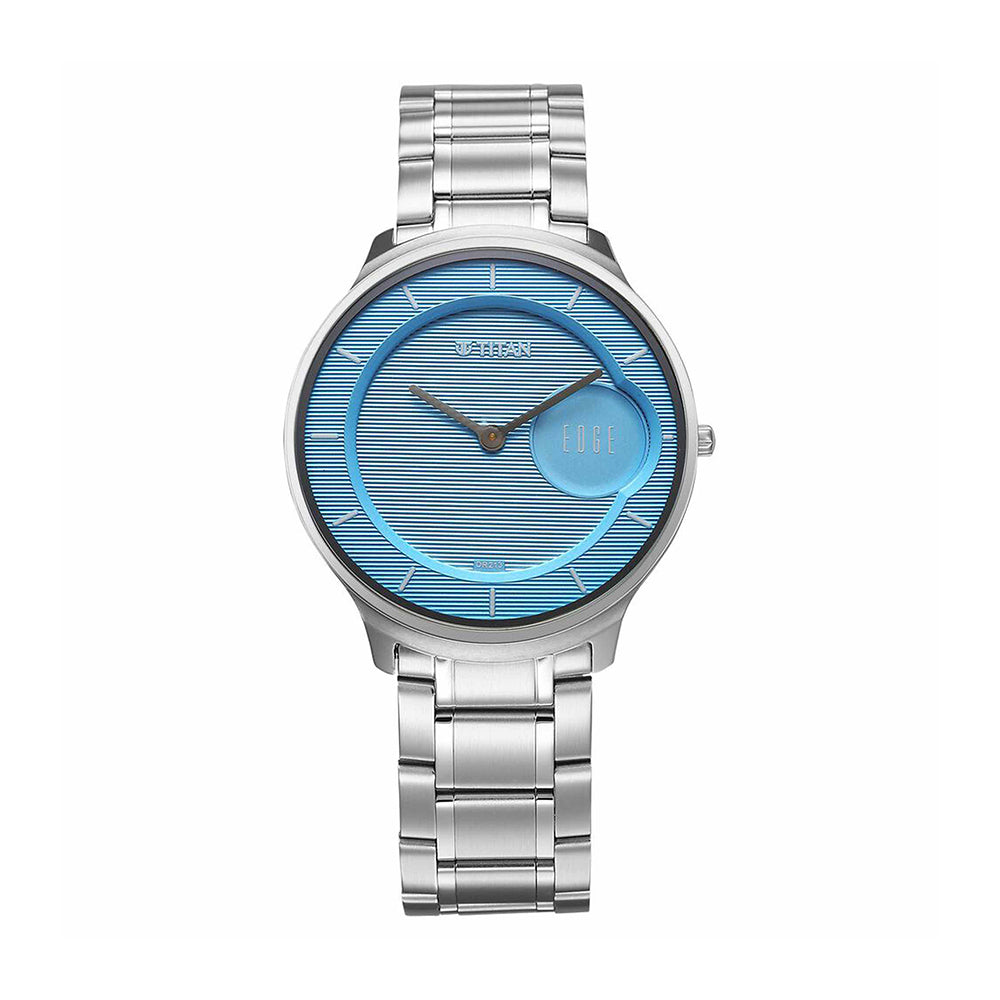 Titan Edge Murals Blue Dial Stainless Steel Strap Watch for Men