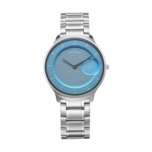 Titan Edge Murals Blue Dial Stainless Steel Strap Watch for Men
