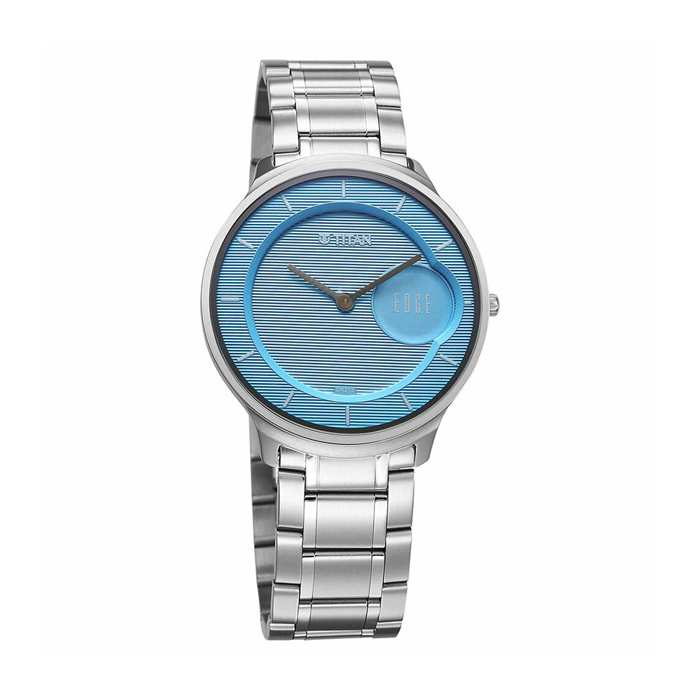 Titan Edge Murals Blue Dial Stainless Steel Strap Watch for Men