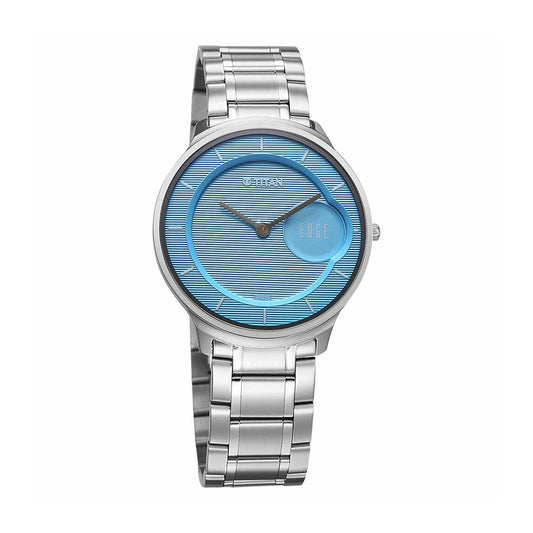 Titan Edge Murals Blue Dial Stainless Steel Strap Watch for Men
