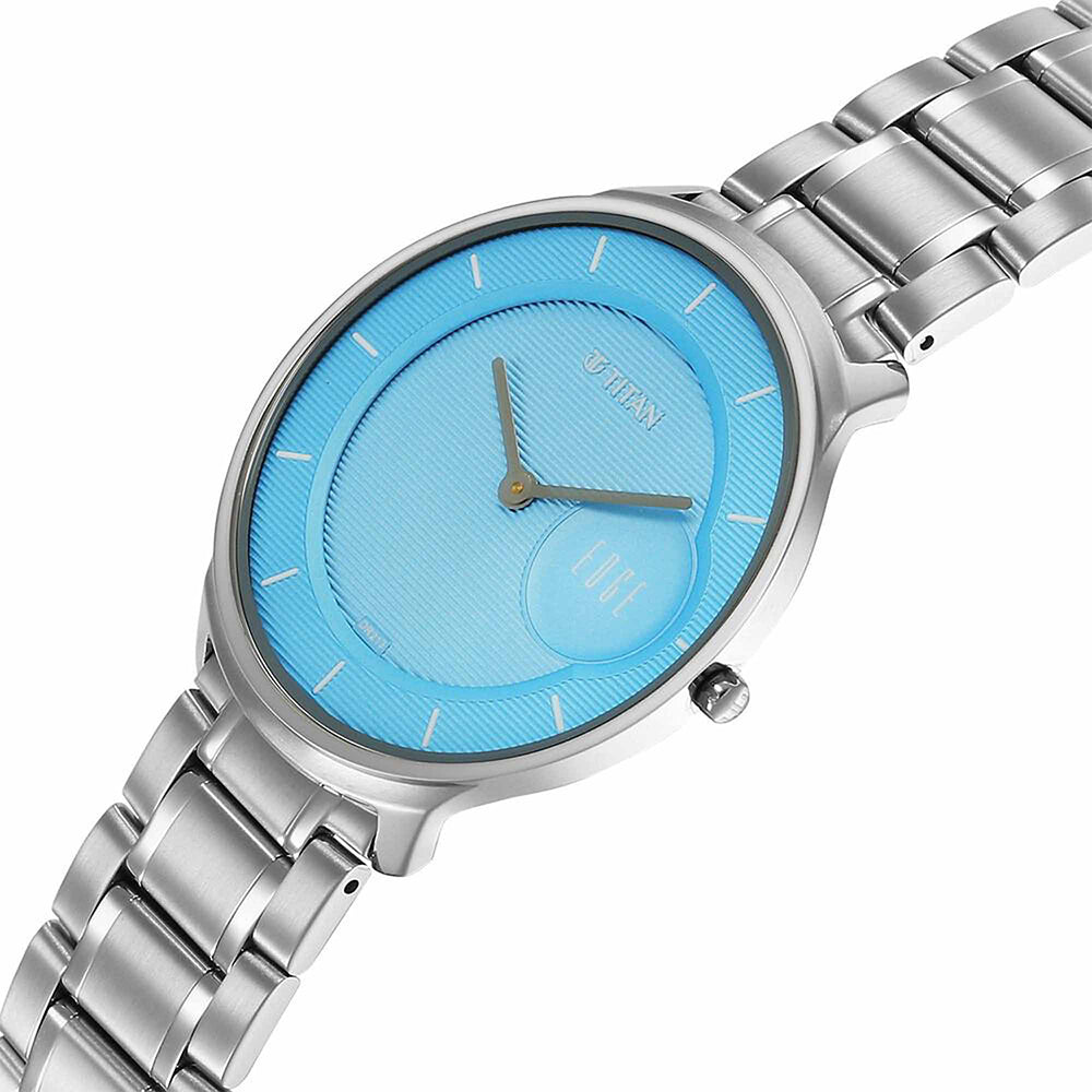 Titan Edge Murals Blue Dial Stainless Steel Strap Watch for Men