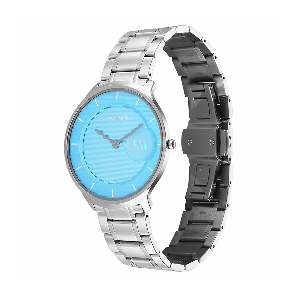 Titan Edge Murals Blue Dial Stainless Steel Strap Watch for Men