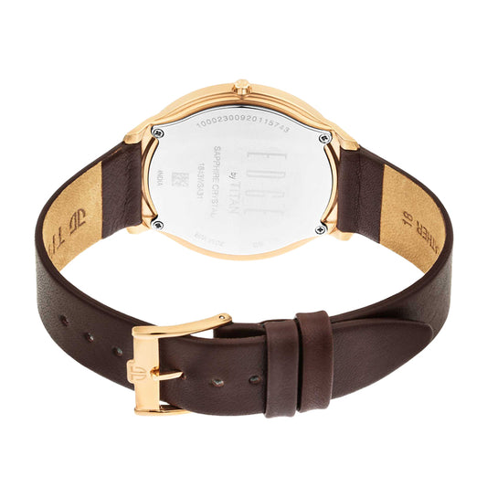 Titan Edge White Dial Leather Strap Watch for Men