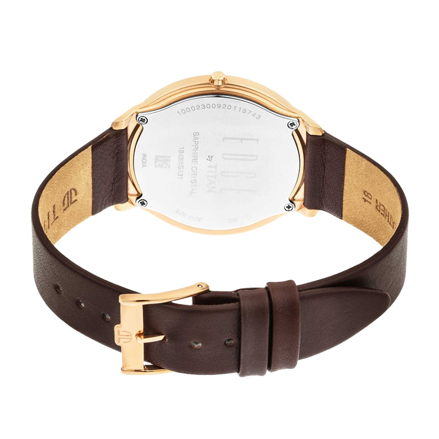 Jam Tangan Tali Kulit Dail Putih Titan Edge untuk Lelaki
