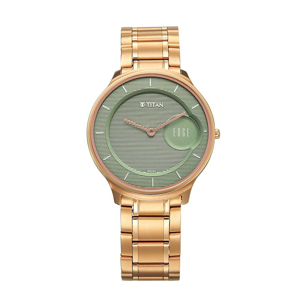 Titan Edge Murals Green Dial Stainless Steel Strap Watch for Men