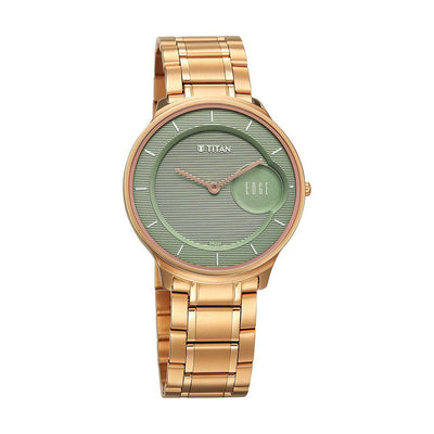 Titan Edge Murals Green Dial Stainless Steel Strap Watch for Men