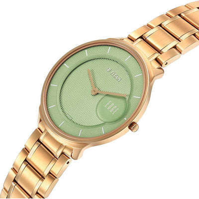 Titan Edge Murals Green Dial Stainless Steel Strap Watch for Men