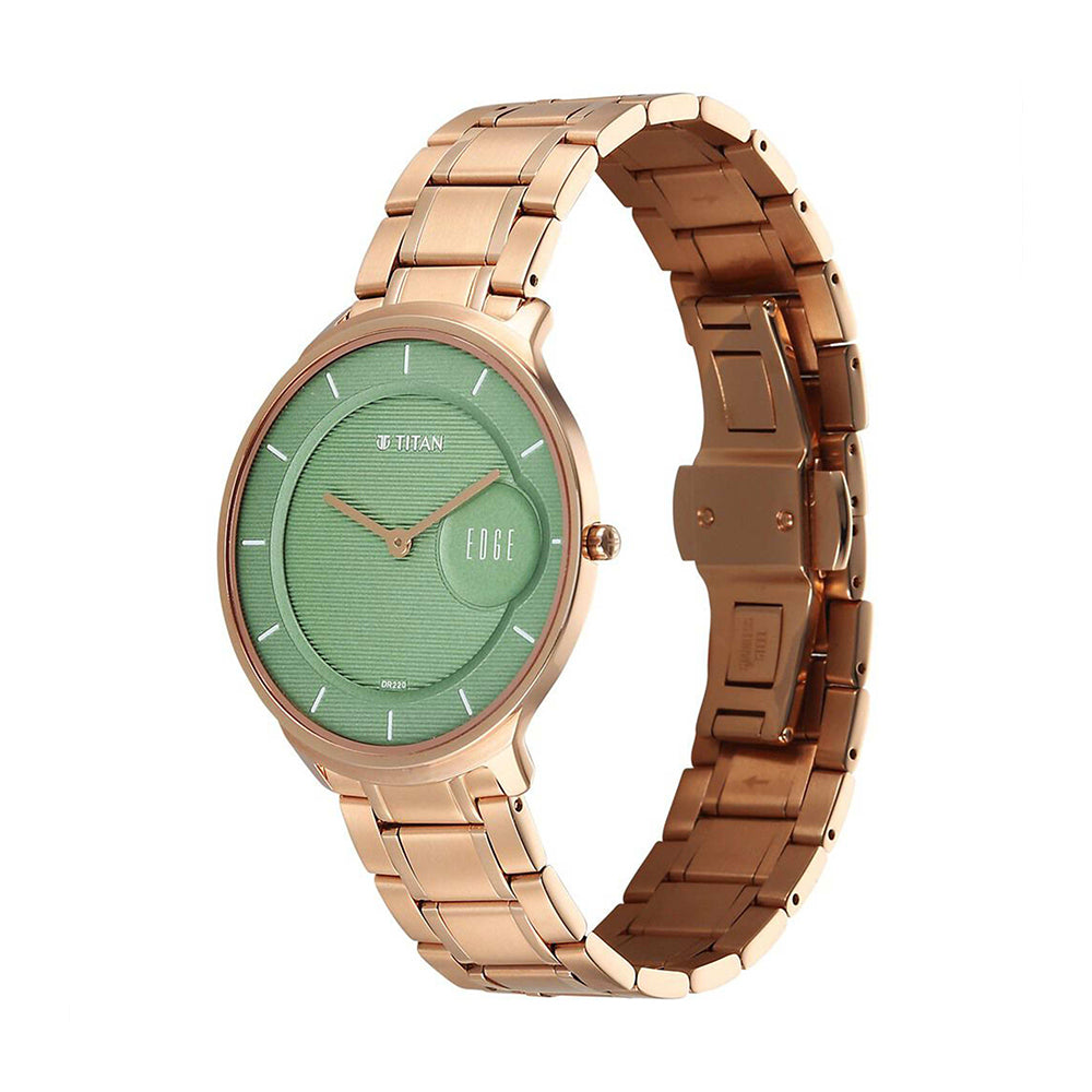 Titan Edge Murals Green Dial Stainless Steel Strap Watch for Men