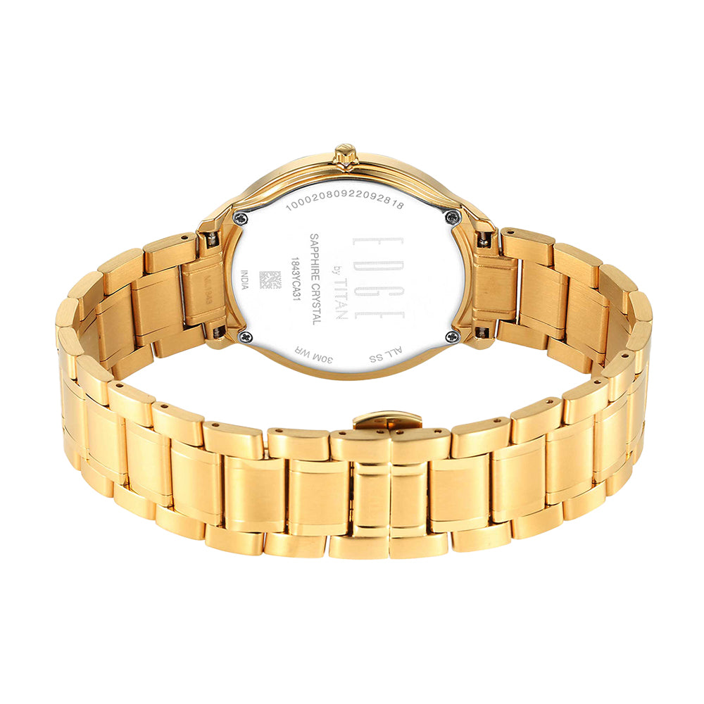 Jam Tangan Lelaki Tali Keluli Tahan Karat Dail Emas Logam Titan Edge